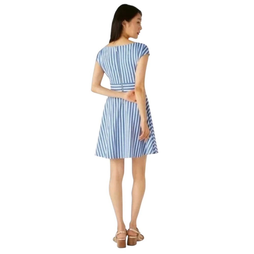 KATE SPADE DRESS Basket Stripe Ponte Fiorella Preppy Blue White Sz Small - Picture 3 of 12